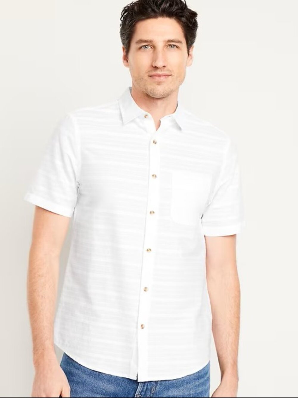 Old Navy Men's Short Sleeve Button-Down Shirt in White